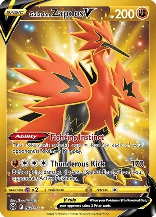 Galarian Zapdos V (Secret) 182/172 - SWSH09 Brilliant Stars Holofoil